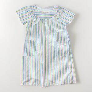 Vintage Artistic Creation Bright Multicolored Striped House Dress MuuMuu Large